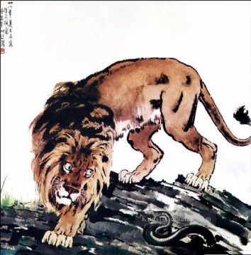  lange - Xu Beihong Löwe und Schlange alte China Tinte